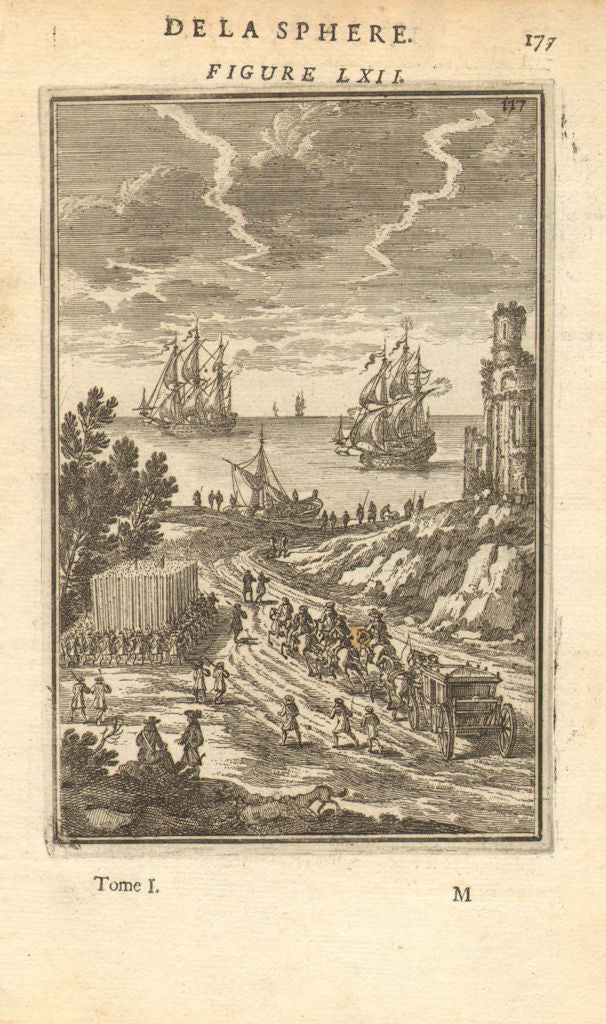 ST. ELMO'S FIRE. View of fire seen on ships masts. Plasma. Corona. MALLET 1683